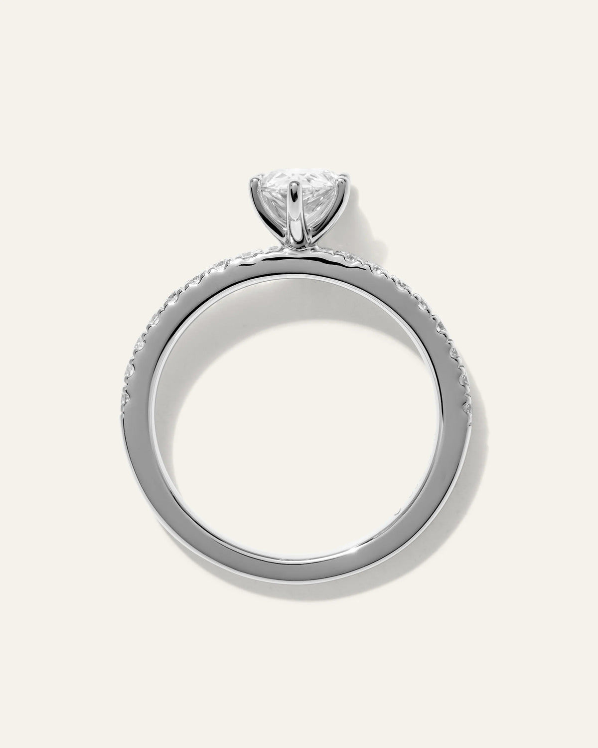 Lab Grown Diamond Pear Petite Pave Engagement Ring - 1ct - 4 / Yellow Gold
