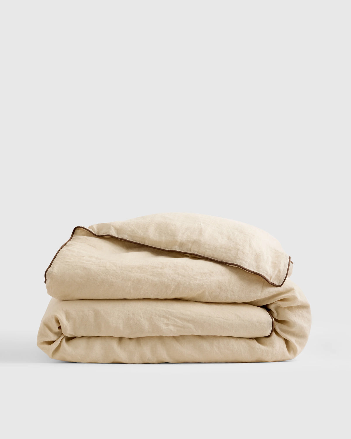 European Linen Piped Duvet Cover - Twin / White/Cherry