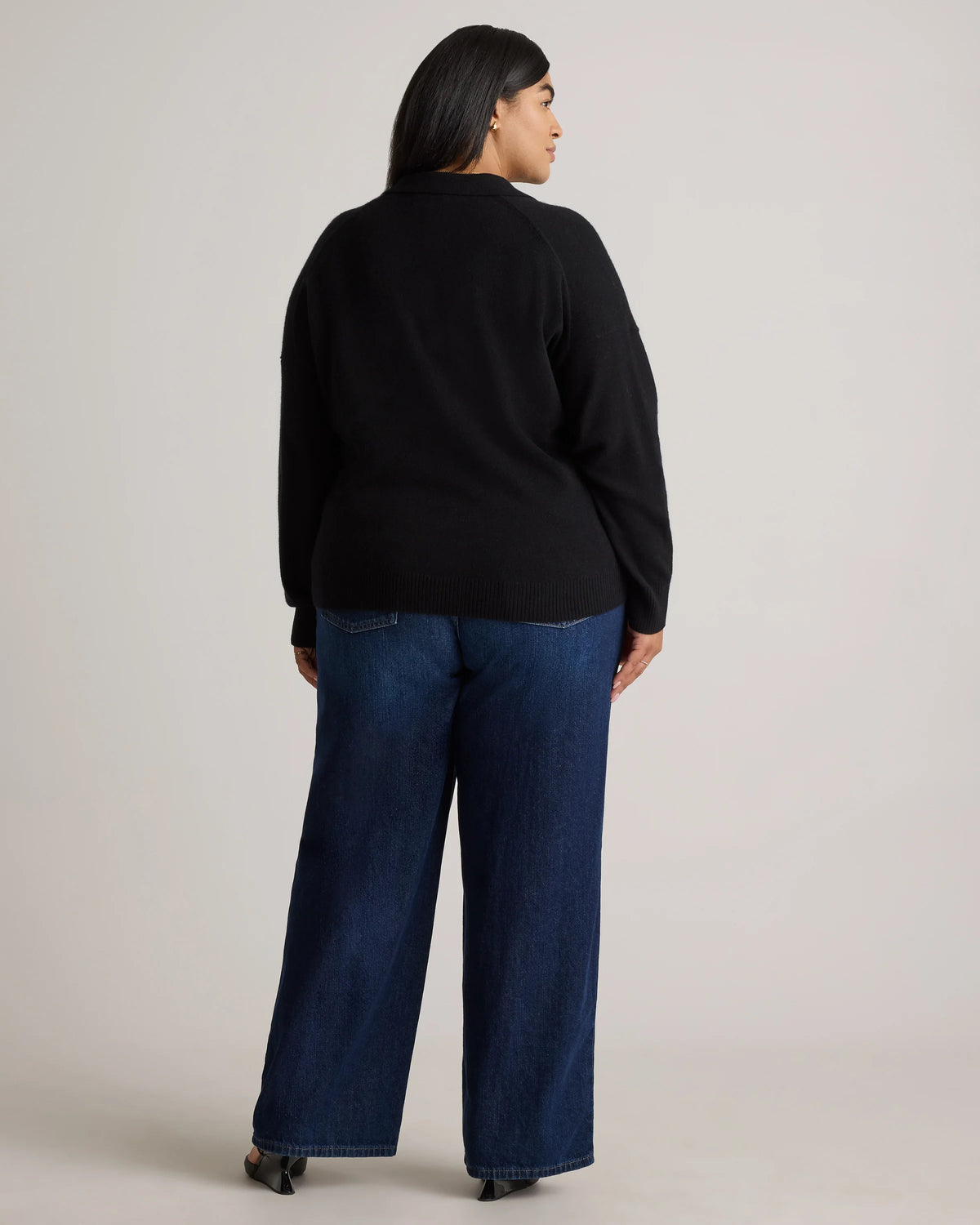 Mongolian Cashmere Polo Sweater - 1X / Ivory