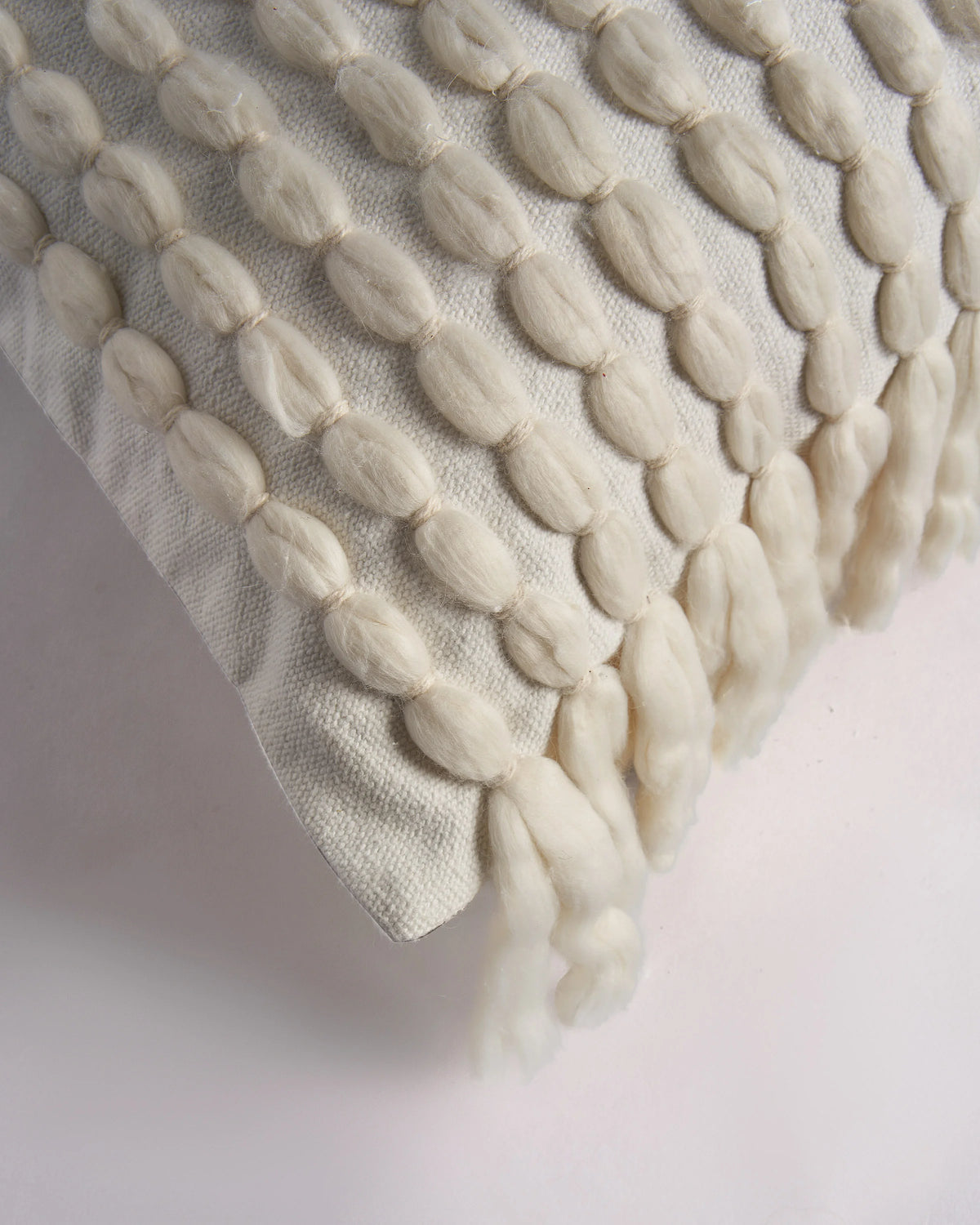 Dana Wool Fringe Pillow Cover - 20x20 / Ivory