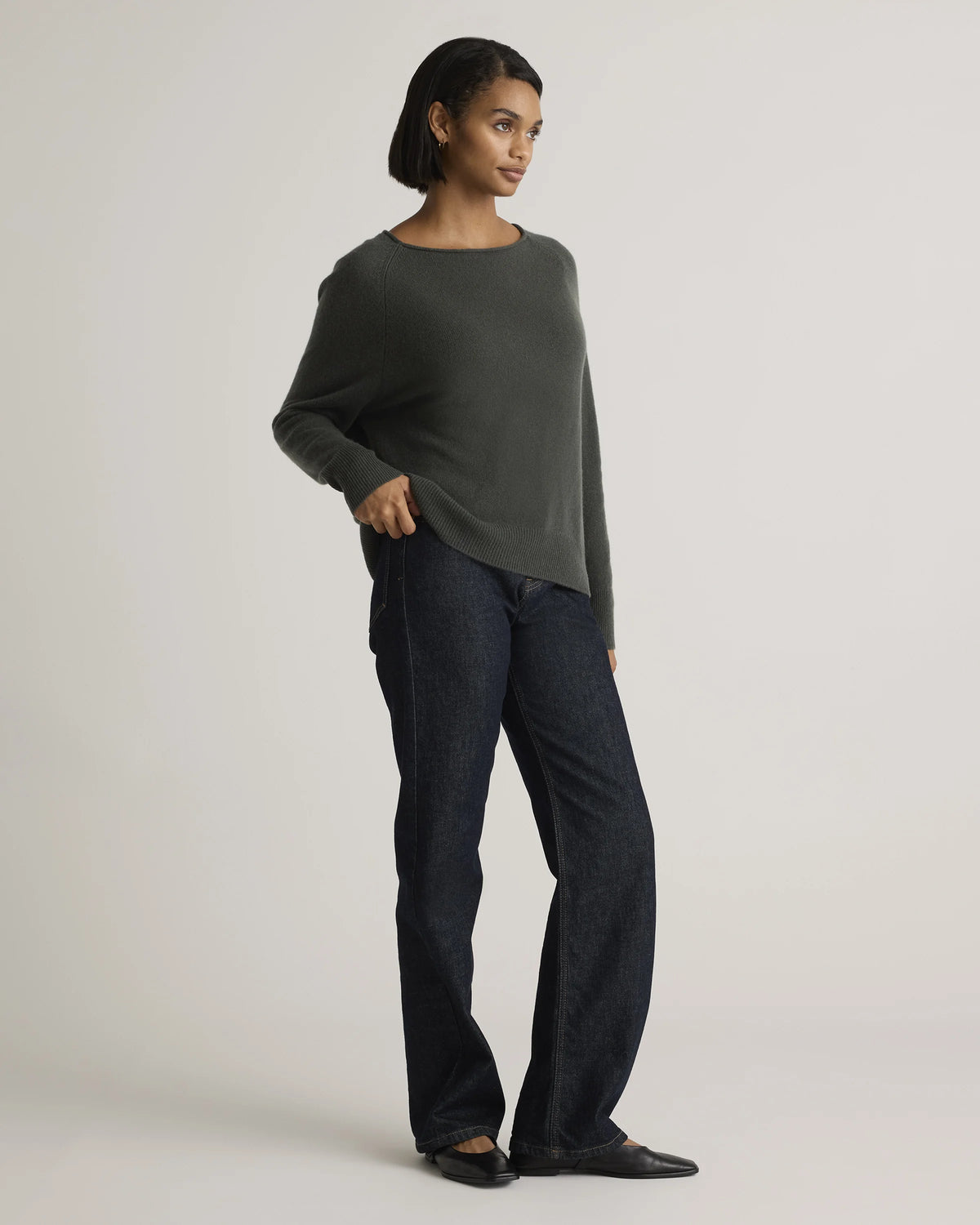 Mongolian Cashmere Boatneck Sweater - XS / Black