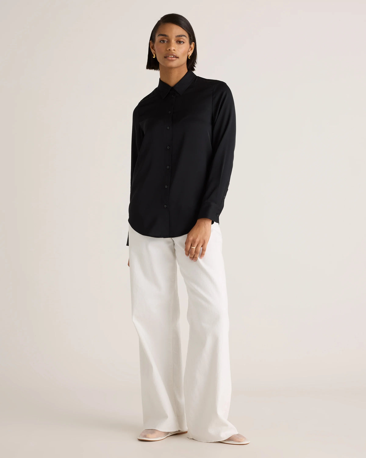 Washable Stretch Silk Blouse - XS / Moonstone Blue