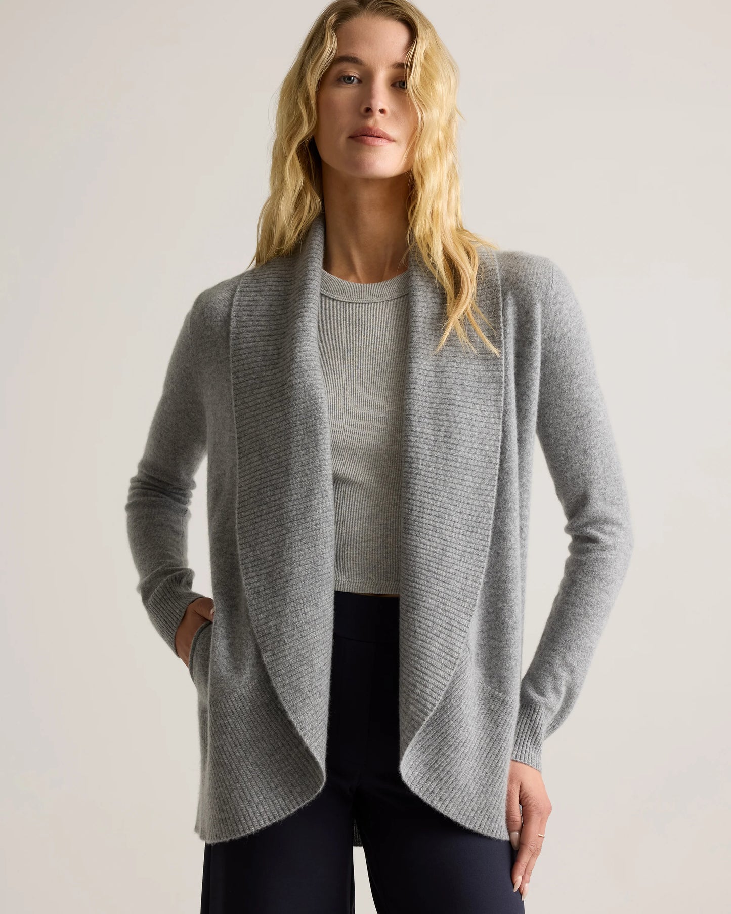 Mongolian Cashmere Open Cardigan Sweater - XS / Brown