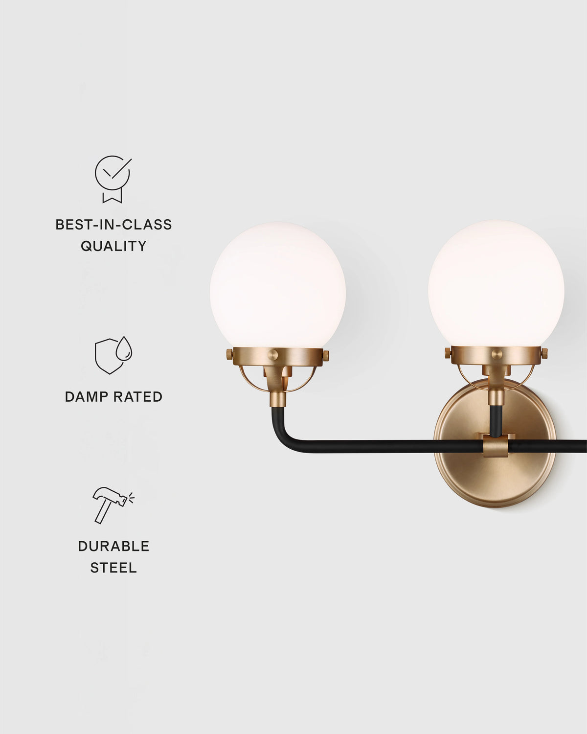 Triple Globe Steel Sconce - One Size / Black