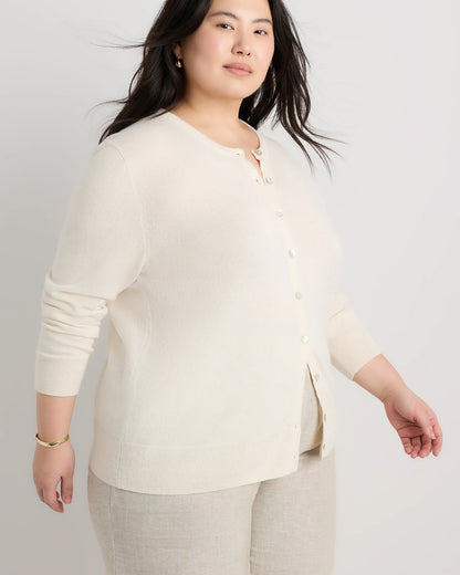 Mongolian Cashmere Cardigan Sweater - 1X / Ivory