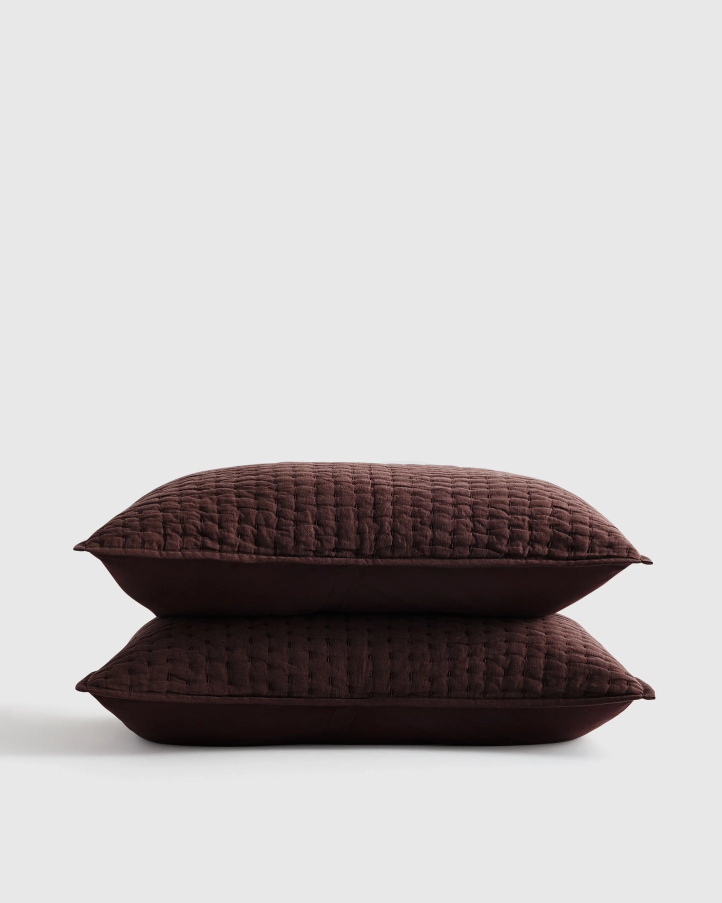 European Linen Cotton Stitch Sham Set - Standard / Stone