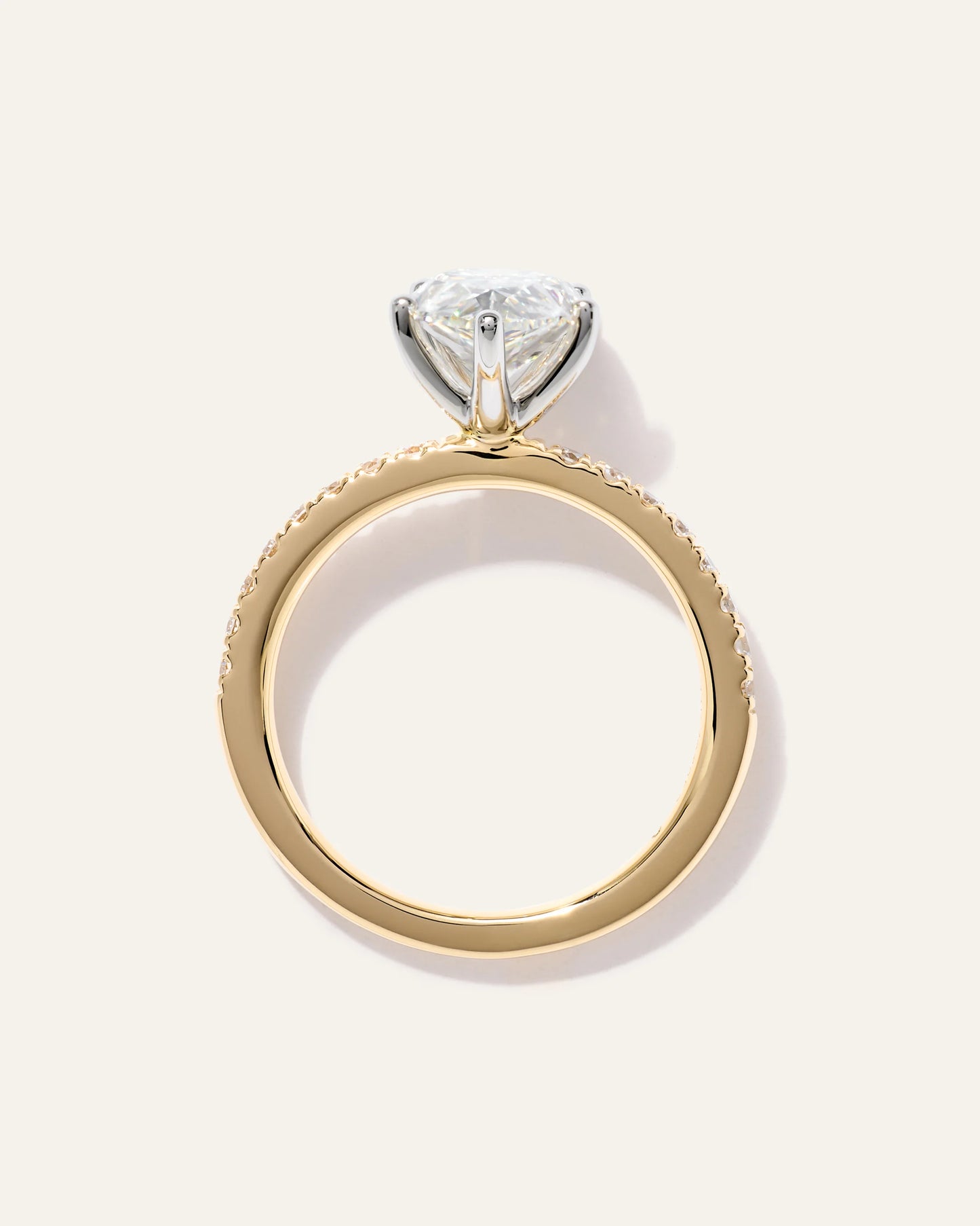 Lab Grown Diamond Pear Petite Pave Engagement Ring - 2.5ct - 4 / Yellow Gold