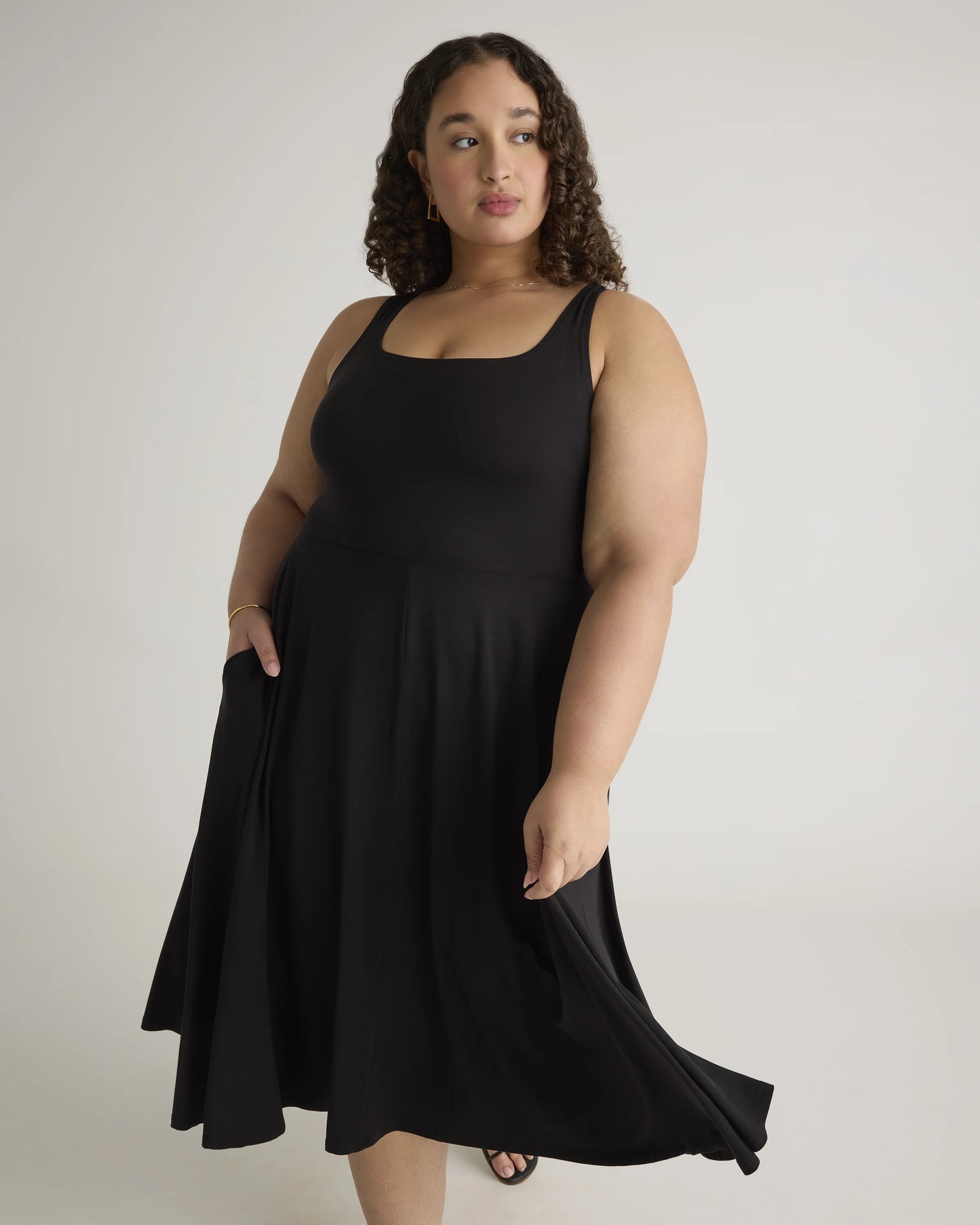 Tencel Jersey Fit & Flare Dress - 1X / Brown