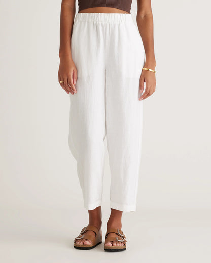 100% European Linen Pants - XS / White