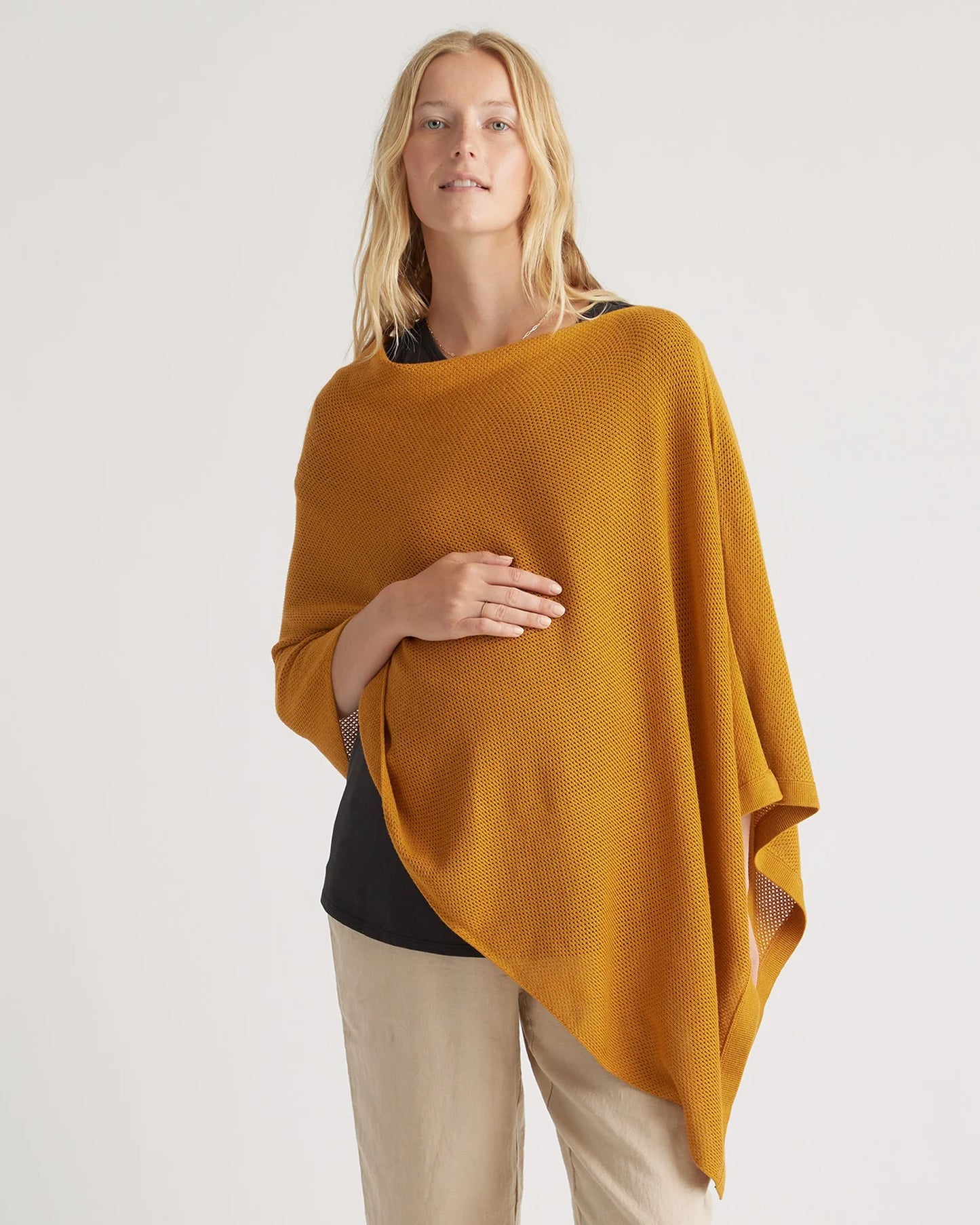 Lightweight Cotton Cashmere Nursing Shawl - One Size / Pale Custard Yellow
