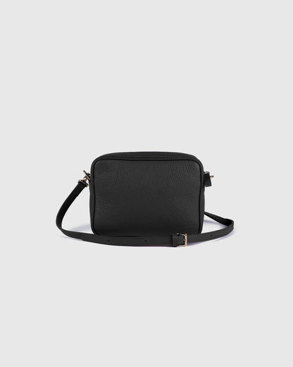 Italian Leather Crossbody Bag - One Size / Black Croco