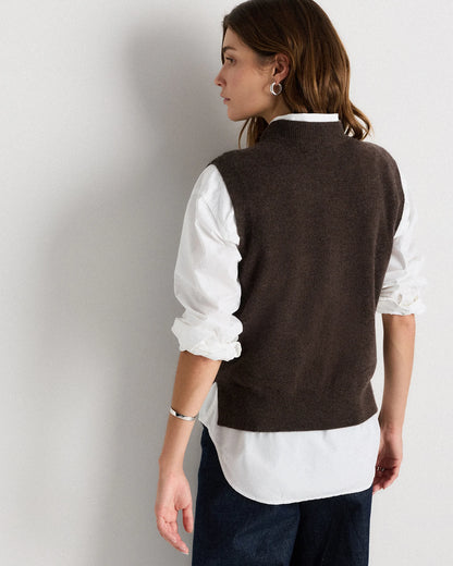 Mongolian Cashmere Mock Neck Sweater Vest - XS / Oatmeal