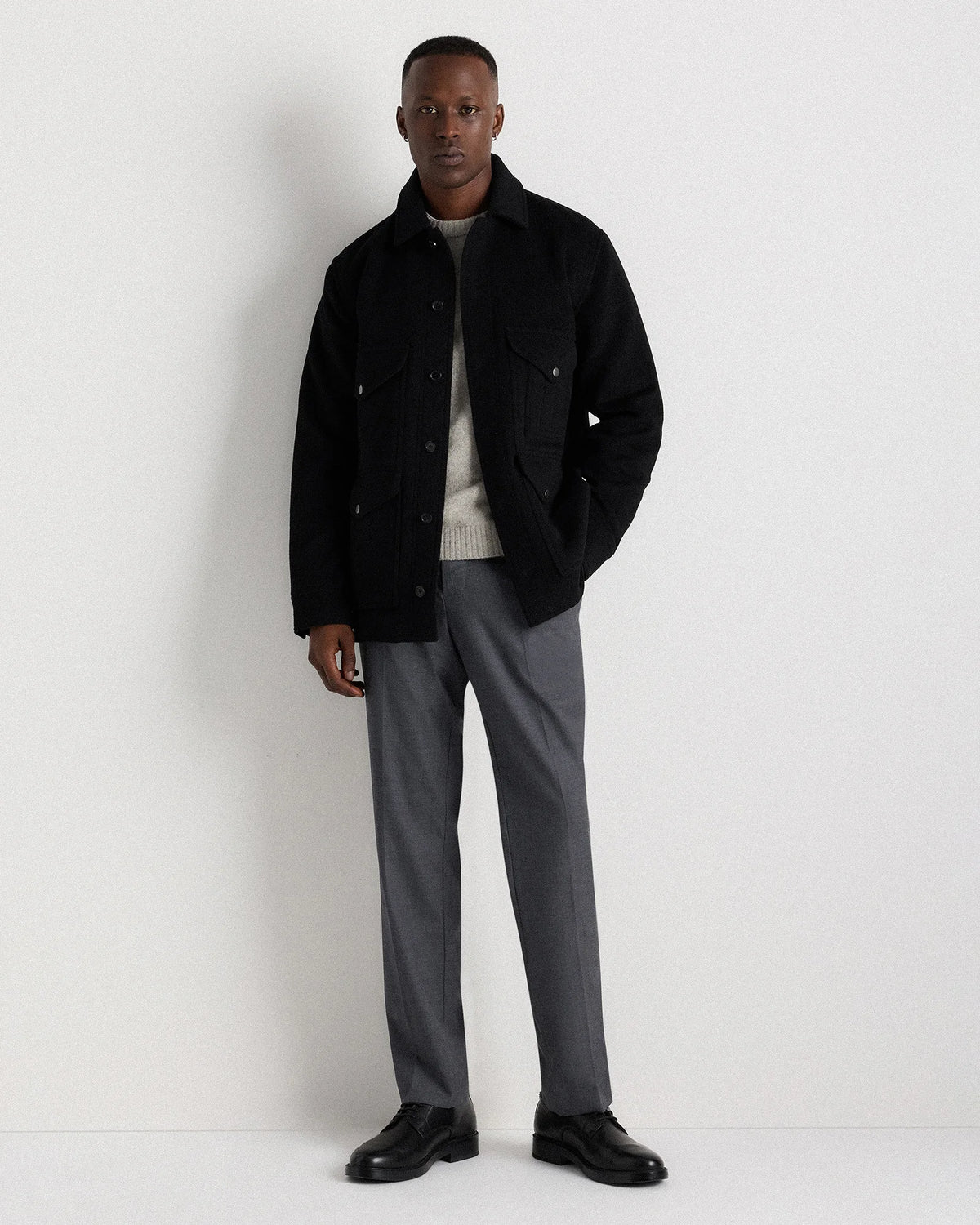 Wool Cashmere Field Jacket - S / Heather Grey