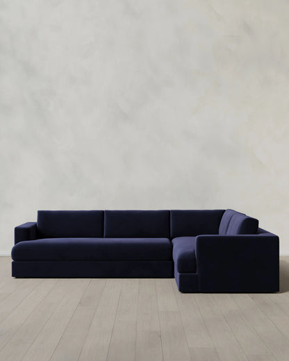 Sierra Curved Arm L Sectional in Performance Velvet - Right Arm / Sable