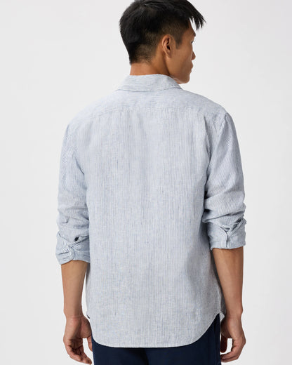 100% European Linen Relaxed Long Sleeve Shirt - XS / Flax