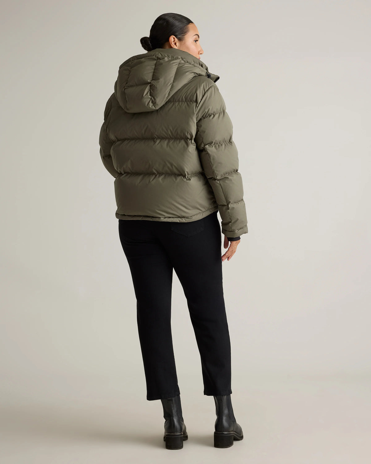 Responsible Down Cropped Puffer Jacket - XS / Shiny Black