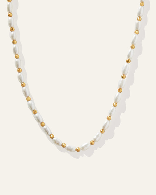 Seed Pearl Beaded Necklace - One Size / Gold Vermeil