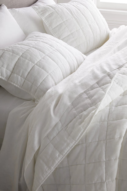 European Linen Box Quilt Set - Twin / Dusty Olive