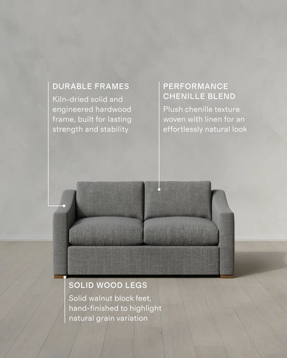 Hollis Slope Arm Sofa in Performance Chenille Linen Blend - 72" / Snow