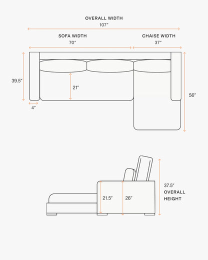 Brennan Chaise Sectional in Performance Velvet - Right Arm / Pine