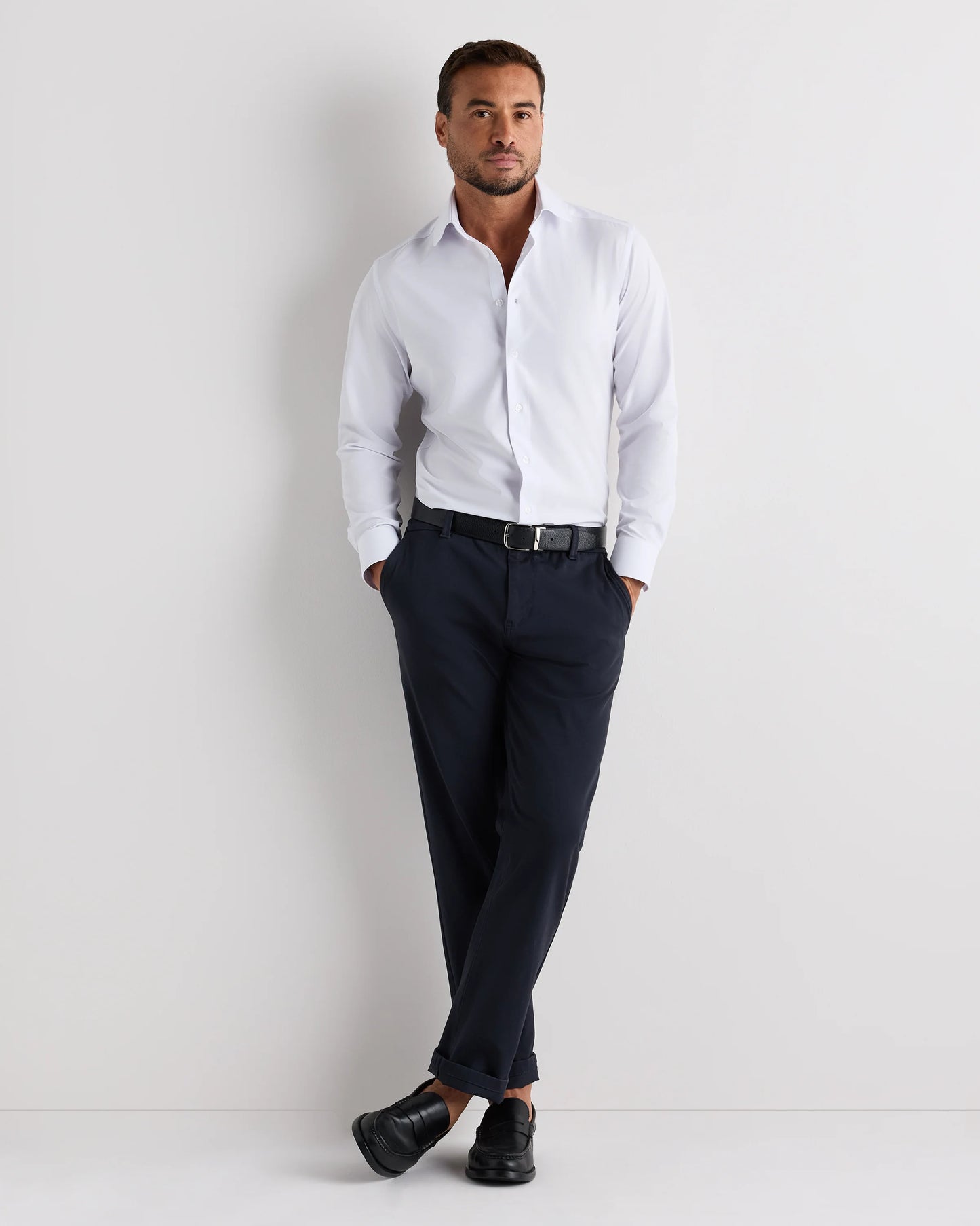 Performance Stretch Wrinkle-Free Slim Dress Shirt - S / White