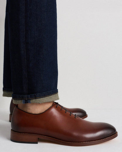 Calfskin Leather Plain Toe Oxford - 7 / Black