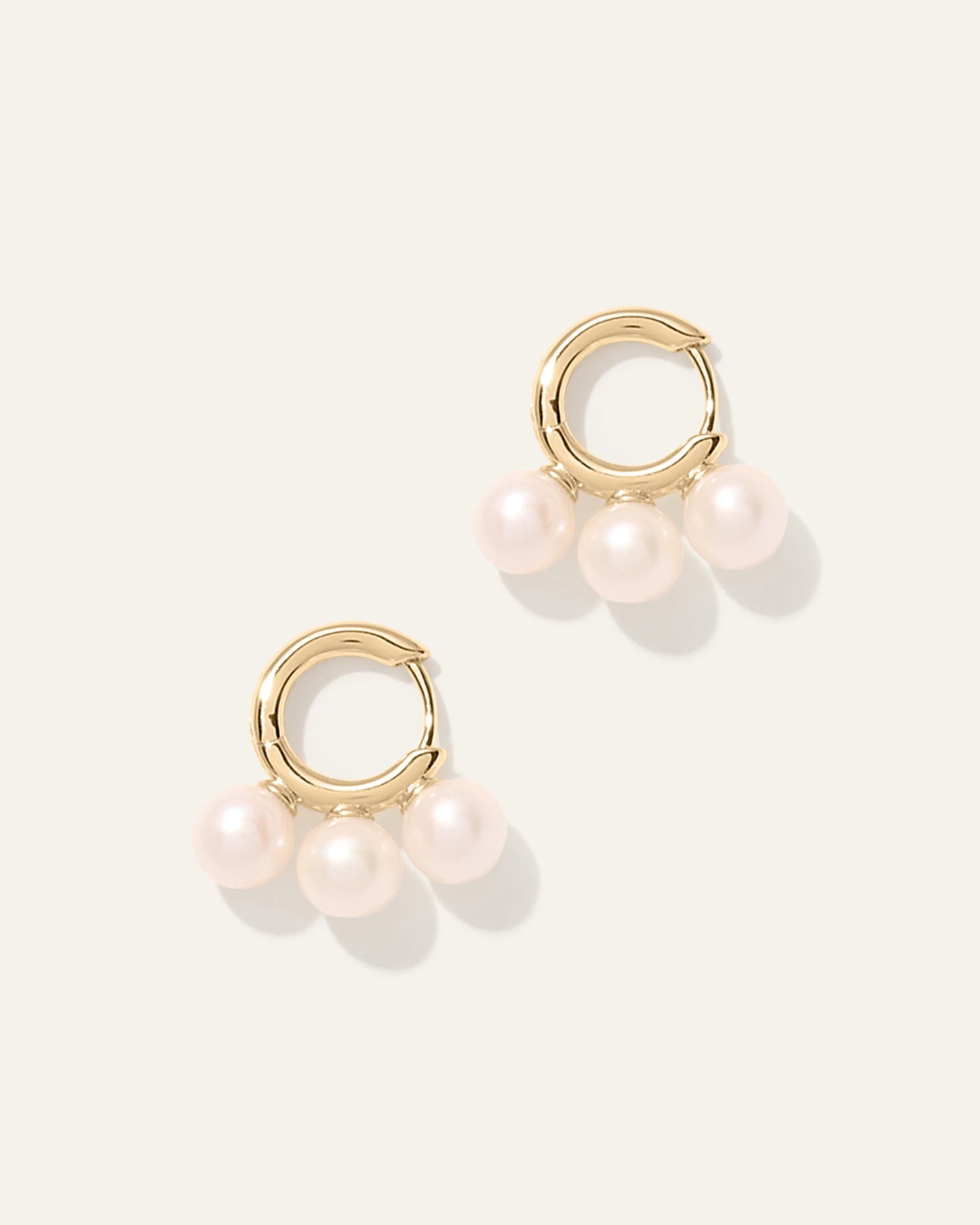 Triple Freshwater Pearl Hoops - One Size / Gold Vermeil