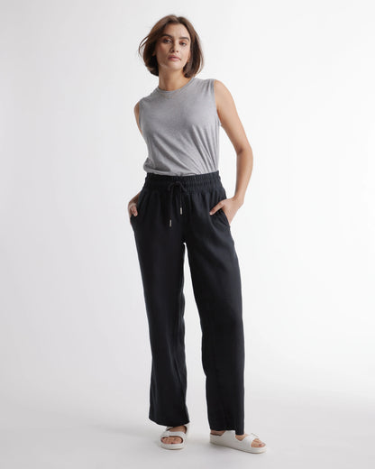100% European Linen Wide Leg Pants - XS / Bayberry Olive