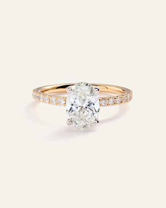 Lab Grown Diamond Oval Petite Pave Engagement Ring - 1.50ct - 4 / Yellow Gold
