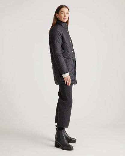 Featherless Quilted Long Puffer Jacket - XS / Silken White
