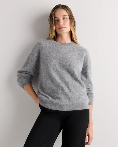 Brushed Cashmere Oversized Crewneck Sweater - XS / Heather Grey