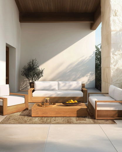 Solid Teak Outdoor Sofa - 72" / Natural Teak/Canvas