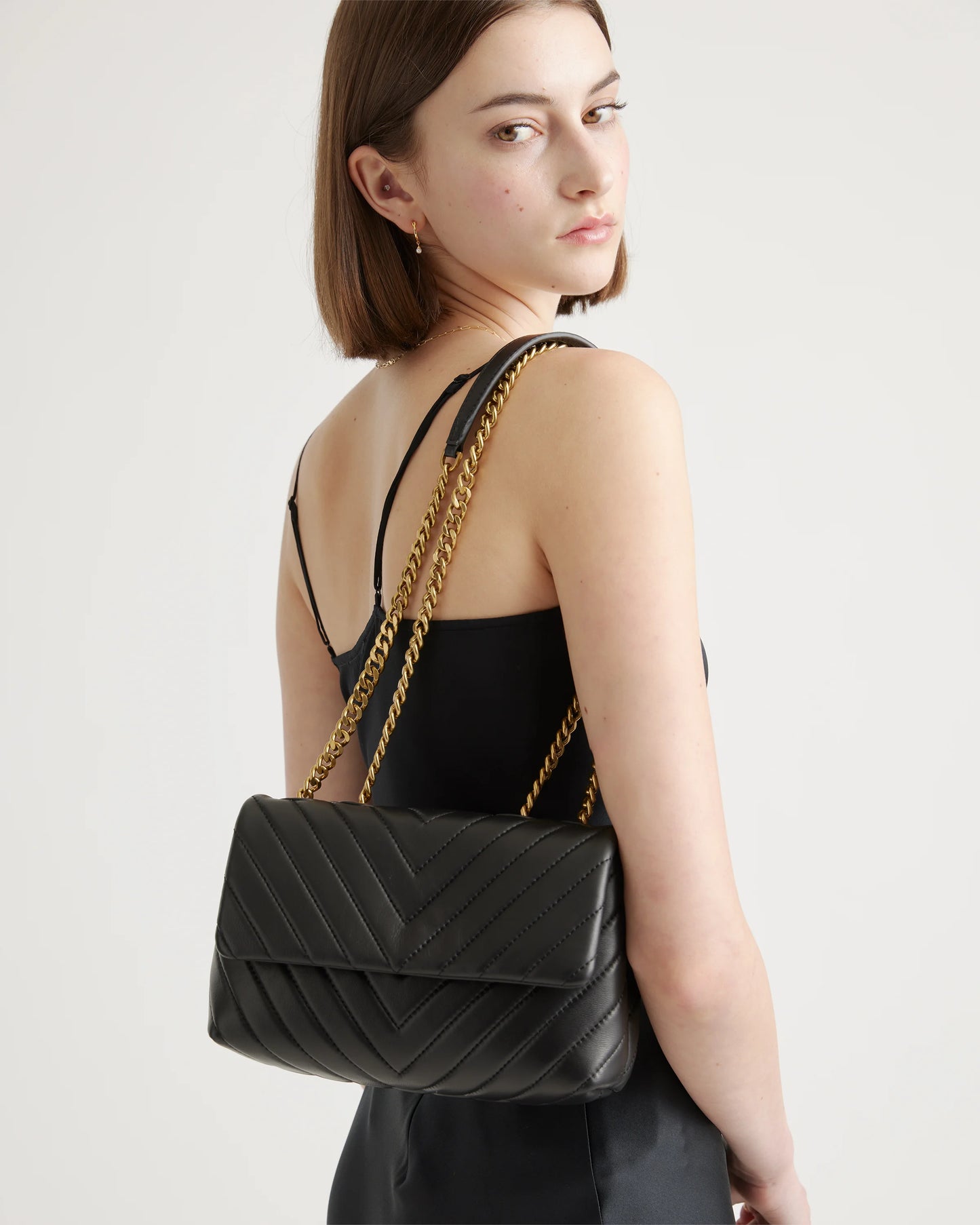 Italian Leather Quilted Convertible Crossbody - One Size / Dark Taupe