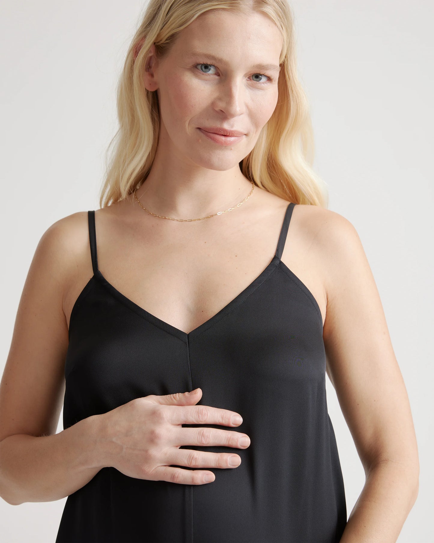 Washable Stretch Silk Maternity Jumpsuit - XS / Black