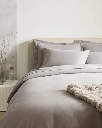 Luxury Organic Flannel Duvet Cover - Twin / Grey