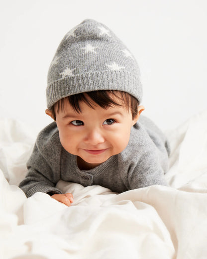 Washable Cashmere Beanie & Bootie Set - 0-6M / Heather Grey
