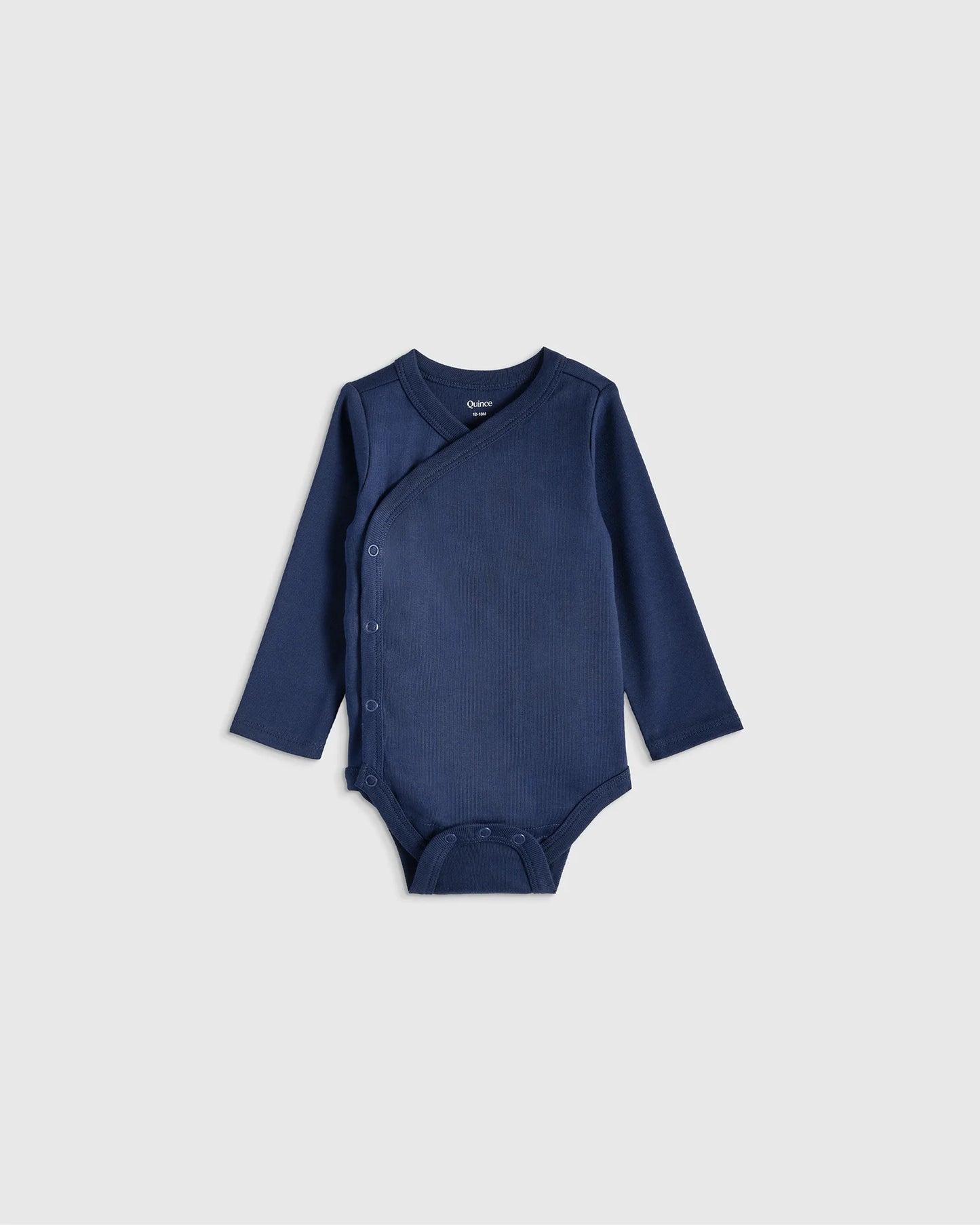 100% Organic Cotton Long Sleeve Kimono Bodysuit - 0-3M / Safari