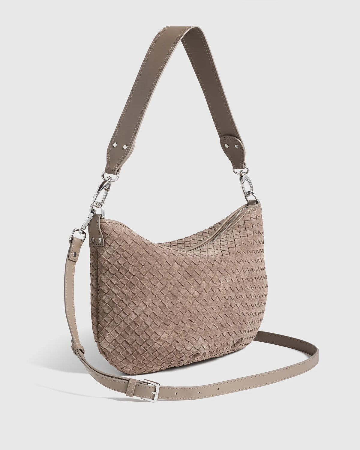 Sloane Suede Handwoven Shoulder Bag - One Size / Sand