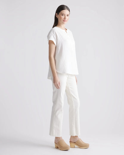 100% Organic Cotton Gauze Roll Sleeve Shirt - XS / Spiced Orange