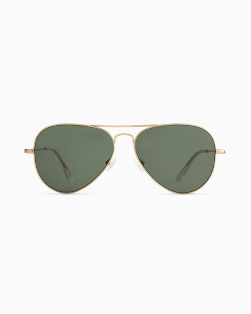 Halston Polarized Stainless Steel Aviator Sunglasses - One Size / Gold with Green lens