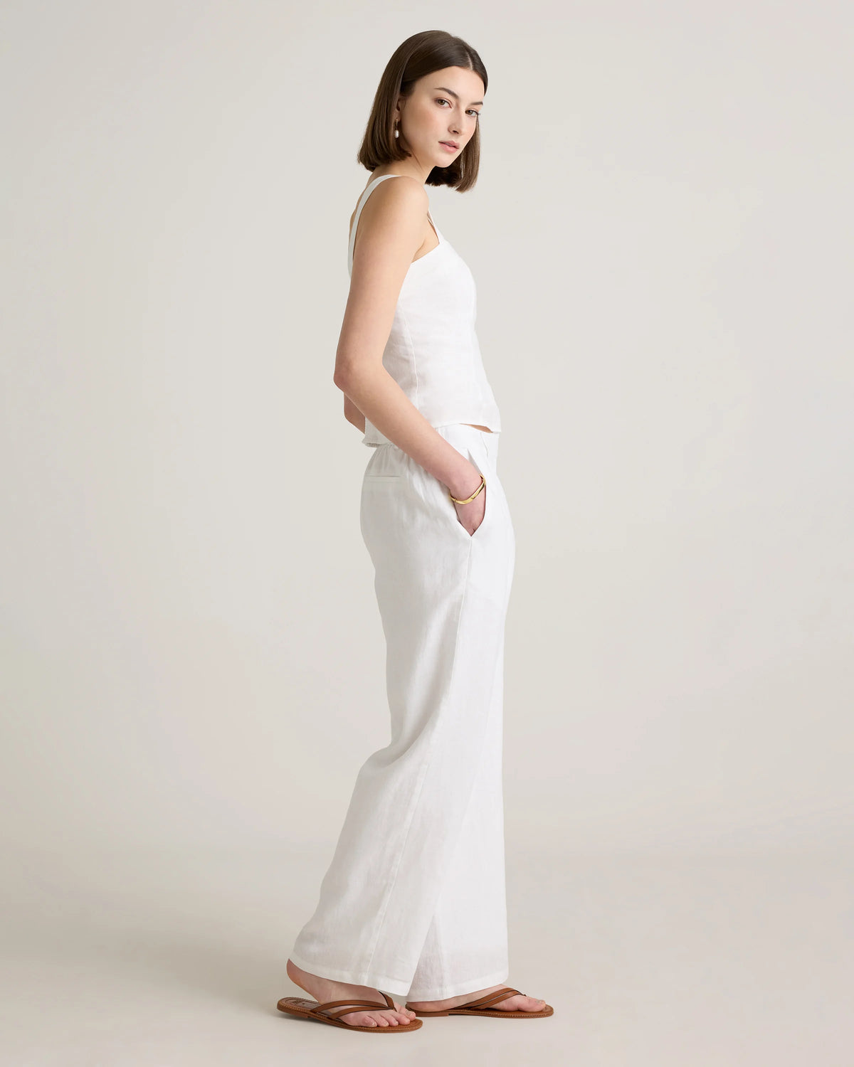 100% European Linen Pleated Trouser - 0 / Bayberry Olive
