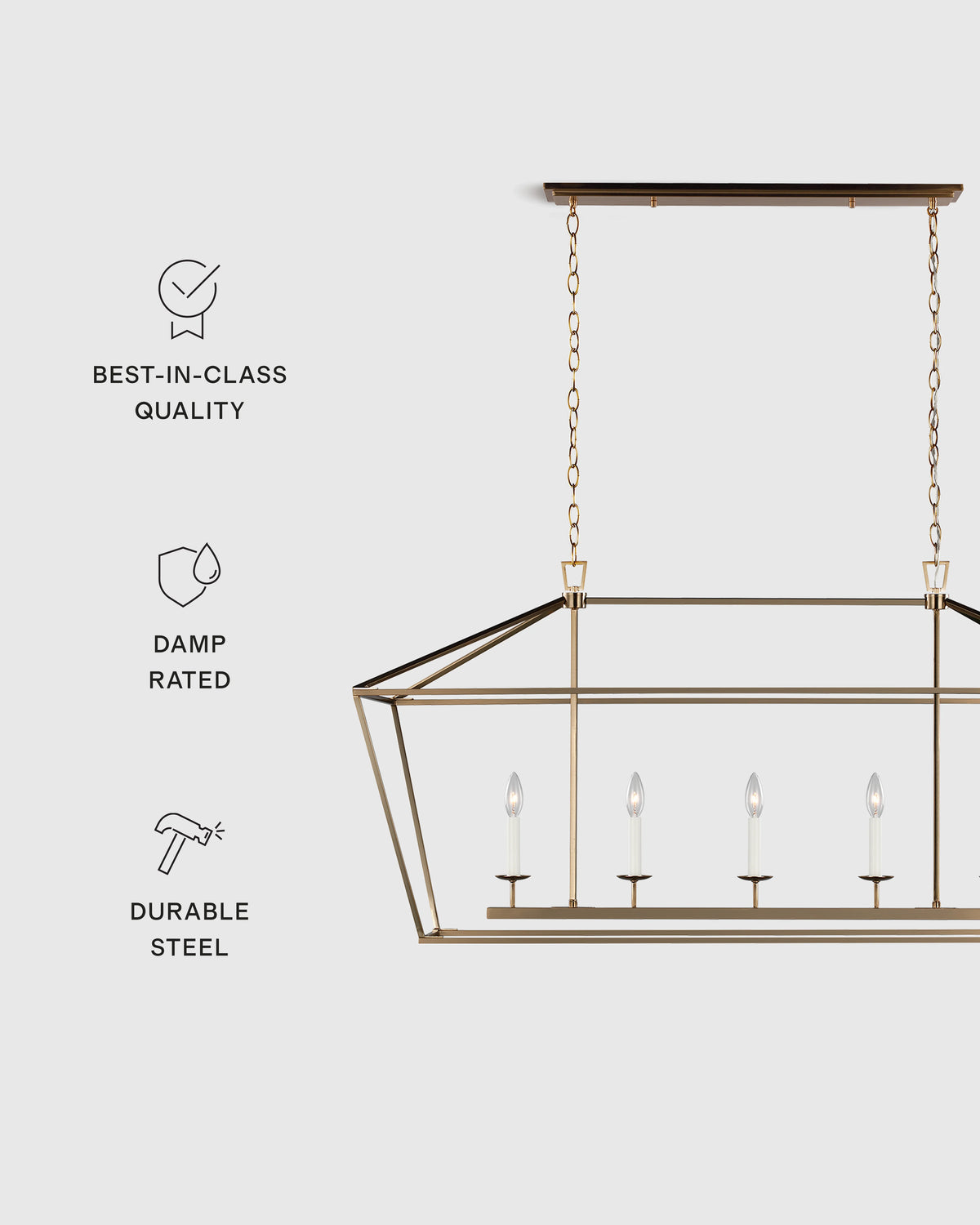Traditional Steel Linear Lantern Chandelier - One Size / Brass