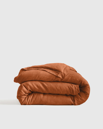 European Linen Double Flange Duvet Cover - Twin / Pine