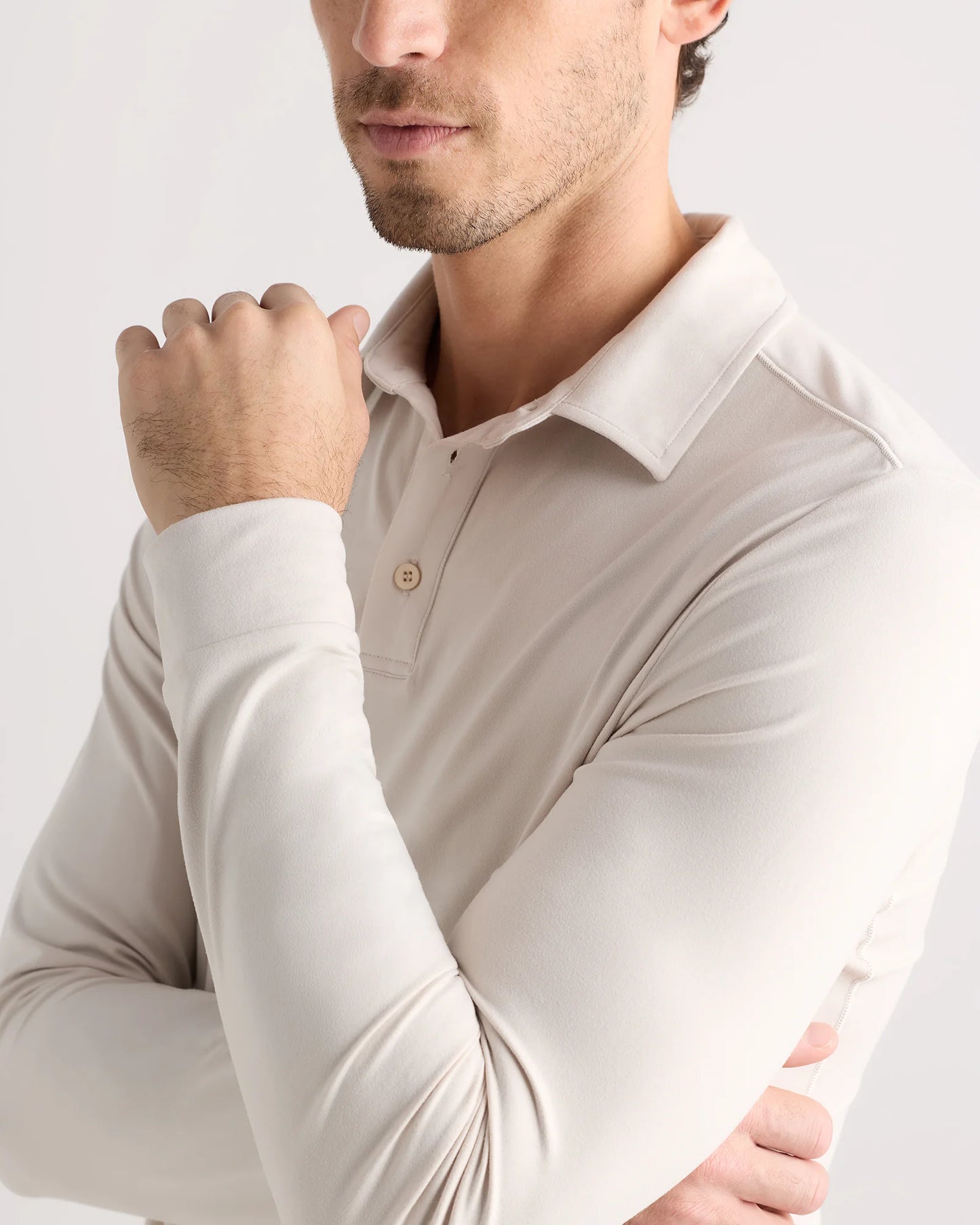 Flowknit Breeze Performance Long Sleeve Polo - XS / Heather Black