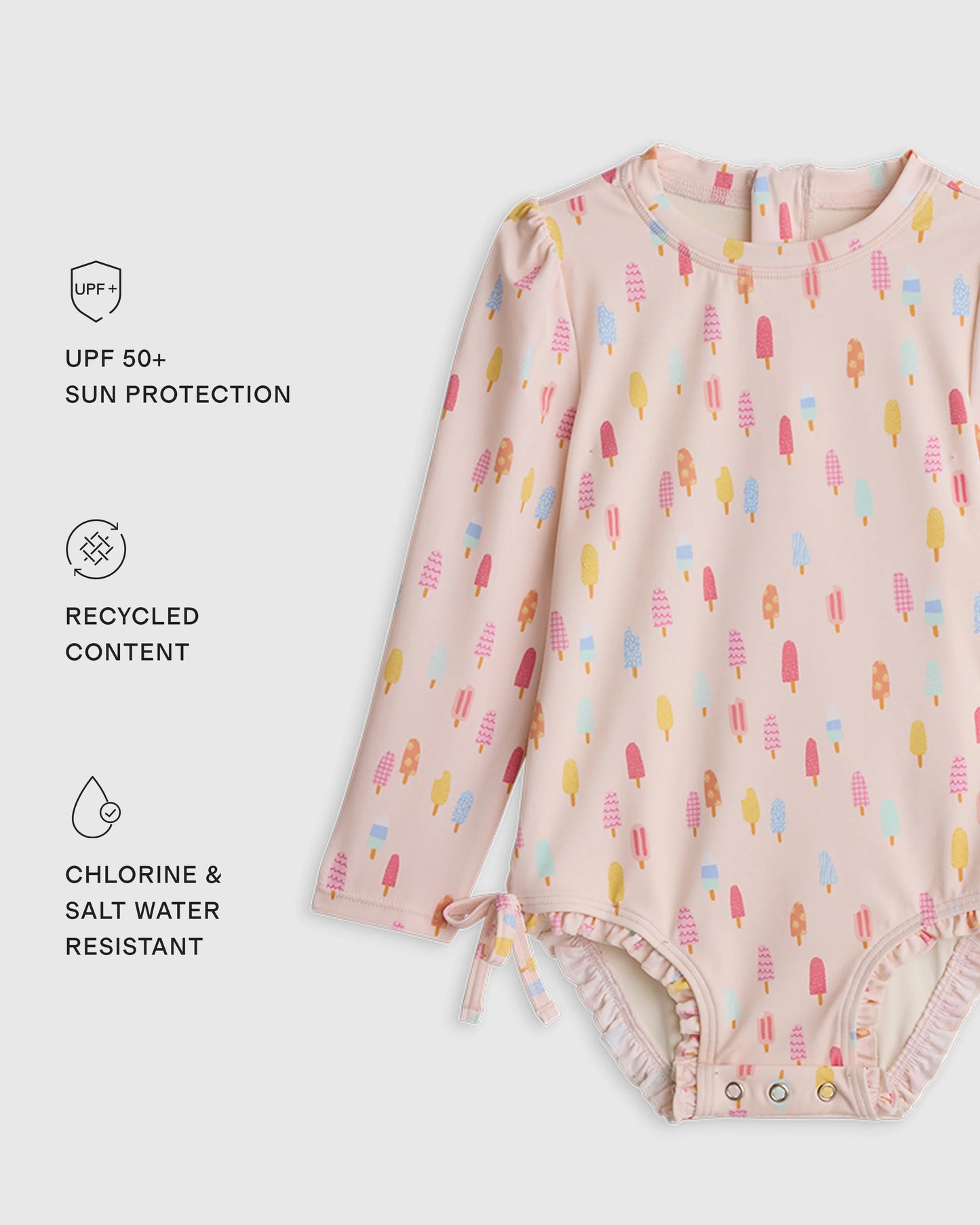 Long Sleeve Tie One-Piece Swimsuit - 0-3M / Soft Ditsy Floral