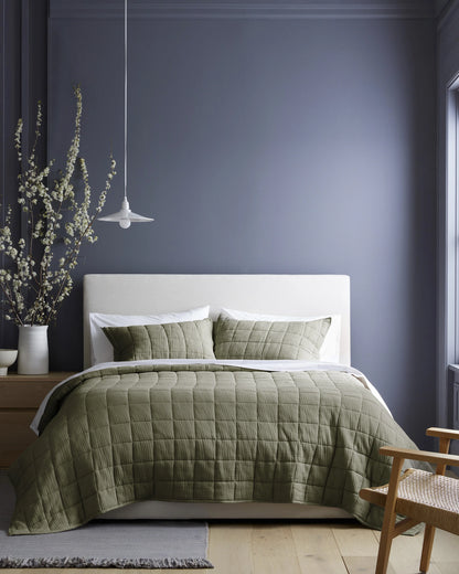 Organic Cotton Gauze Box Quilt - Twin / Mineral