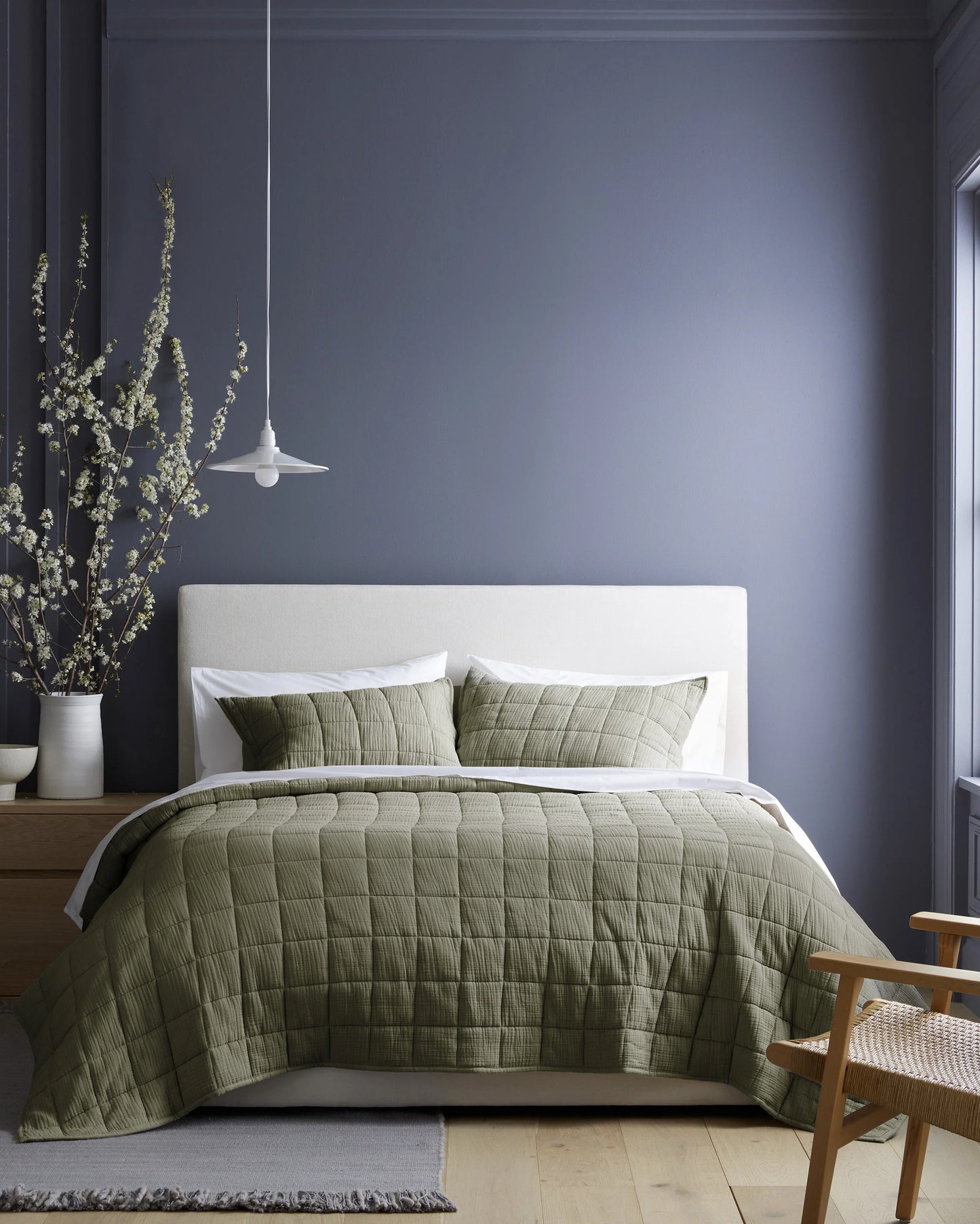 Organic Cotton Gauze Box Quilt Set - Twin / Mineral