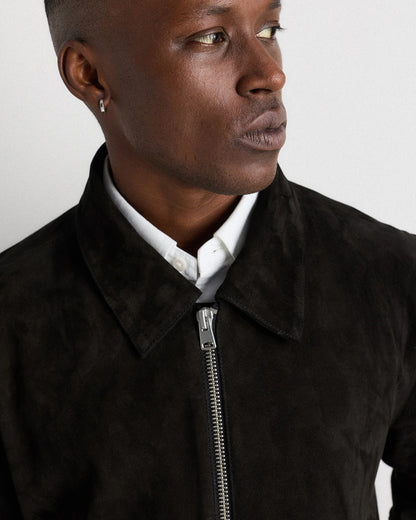 100% Suede Harrington Jacket - S / True Black