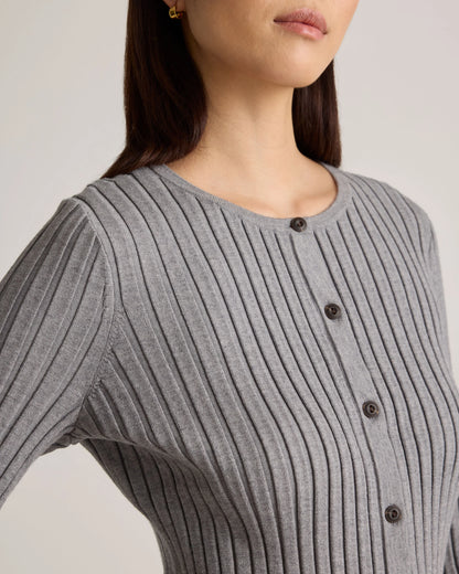 Eco-Knit Cropped Rib Cardigan - XS / Warm Taupe