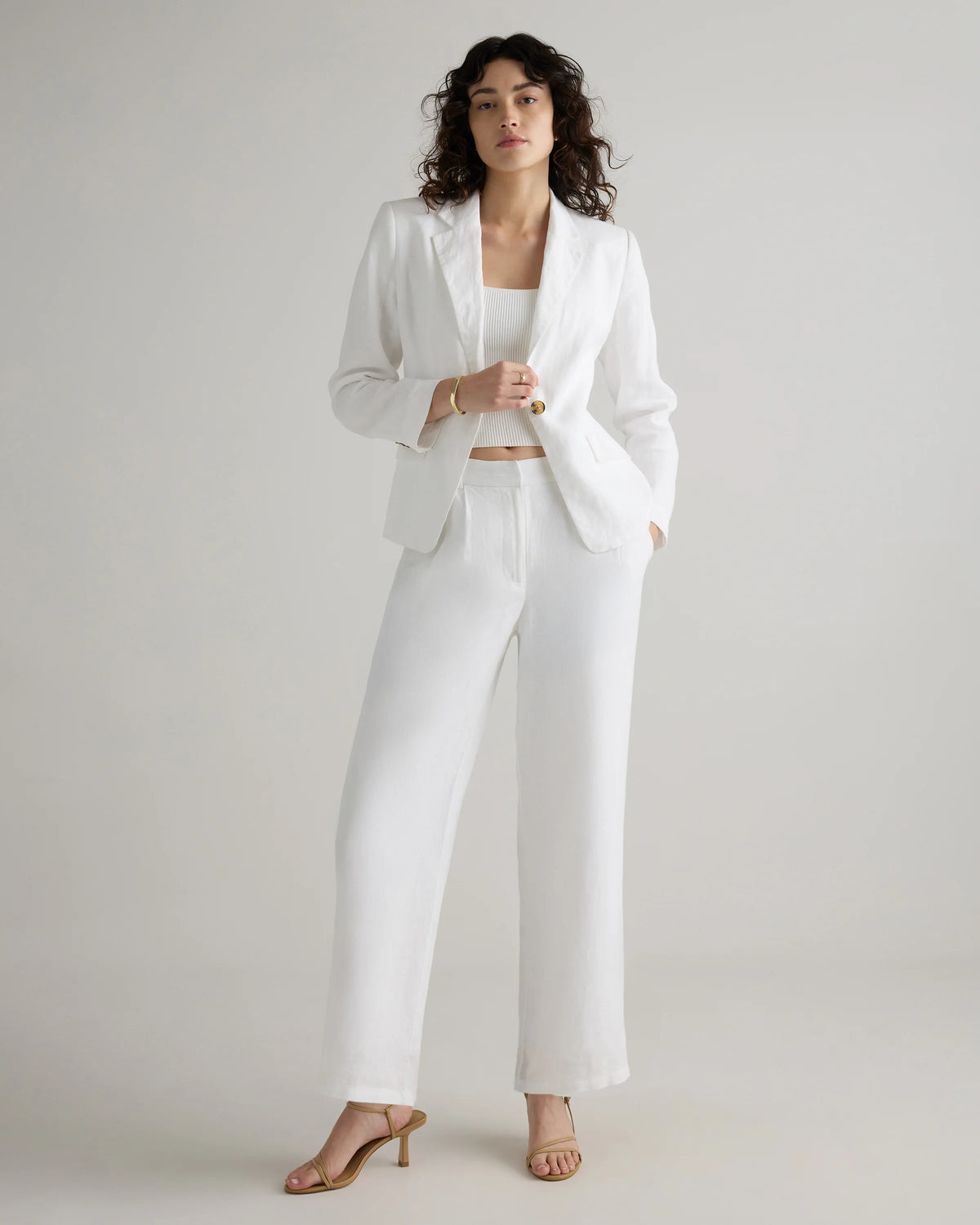 100% European Linen Structured Blazer - XS / French Blue